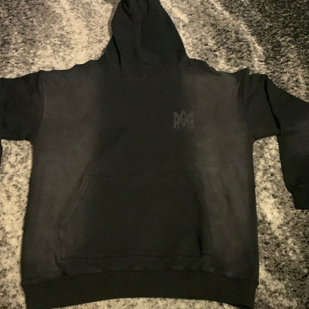 Amiri Black on Black MA Rhinestone Pullover Hoodie Men’s Size Large
